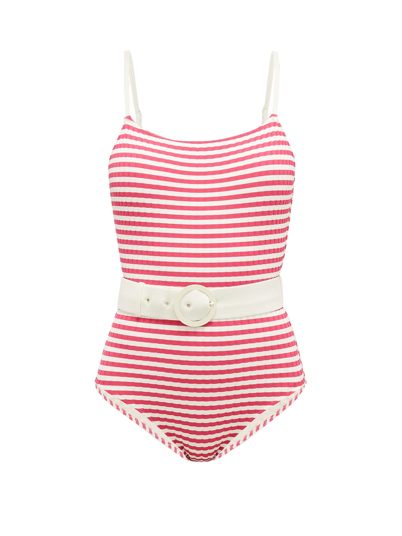 Solid & Striped Belted Swimsuit