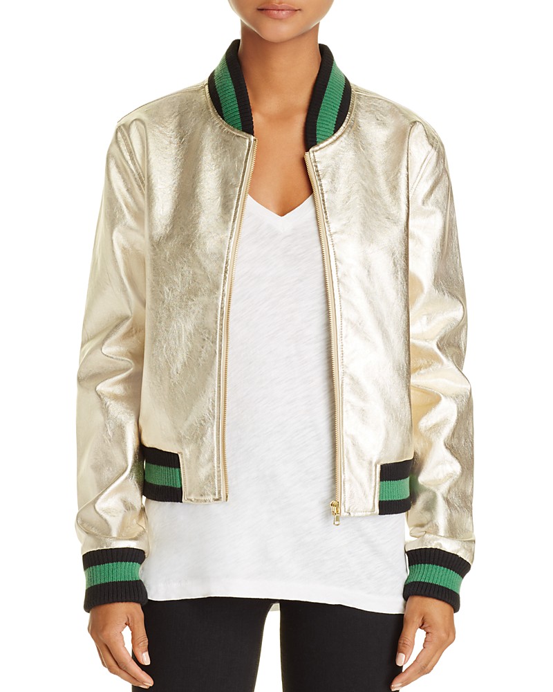 Faux leather bomber jacket